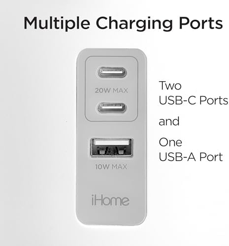 iHome PowerPlant Charging Station, Faux Succulent with USB Charging Station for iPhone, Android, and More – White (iPP45) - 3
