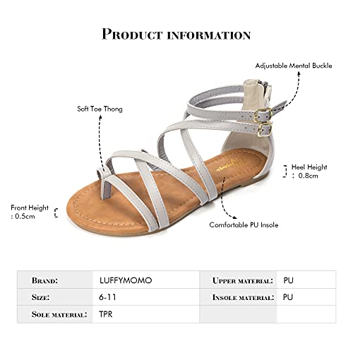 Luffymomo Women's Gladiator Strap Sandals Flat Fisherman Thong Cross Strappy Sandals（6 M Us Grey） #TOP3