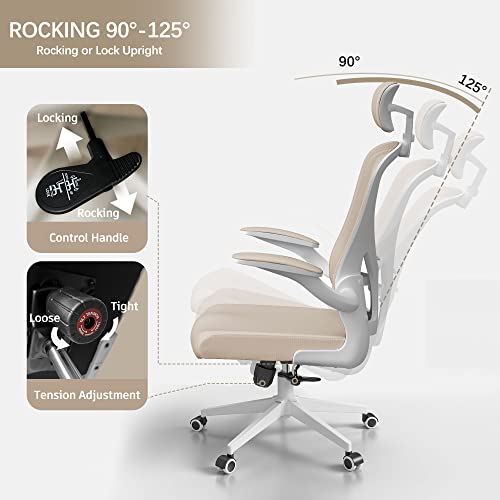 Sichy Age Ergonomic Chair With Headrest Big And Tall Office Chair Computer Chair Desk Chair Adjustable Headrest Lumbar Support Office Chair 400 Lbs Heavy Duty Office Chair With Metal Base Khaki #TOP3