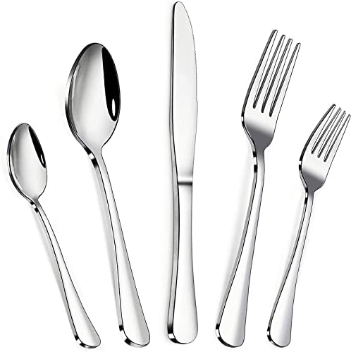 Cutlery Set 20 Piece, NAVRUF Flatware Set Service for 4 Stainless Steel Cutlery Set Include Upgraded Knife Spoon Fork Mirror Polished, Dishwasher Safe