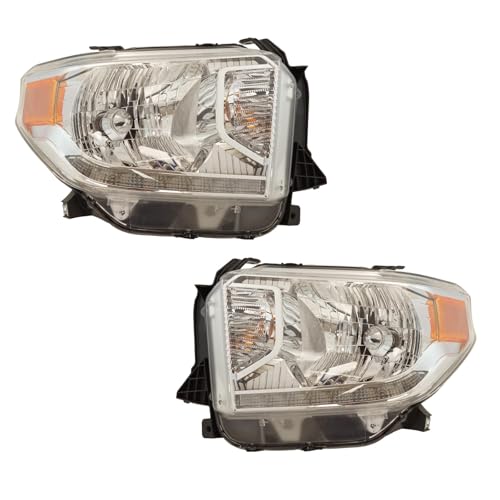 Image of TRQ 2 Piece Headlight Assembly Set Driver & Passenger Side Compatible with Toyota Tundra 2014-2017 With Automatic Leveling Headlights With LED TO2502220 TO2503220 811100C100 811500C100