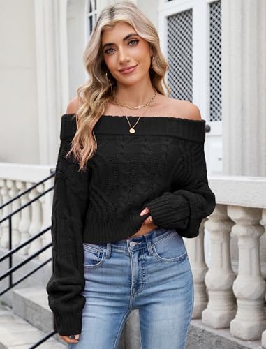 Image of ZAFUL Women V Neck Button Knit Crop Sweaters Batwing Sleeve V Back Ribbed Hem Pullover Sweater