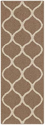 Maples Rugs Rebecca Contemporary Runner Rug Non Slip Hallway Entry Carpet [Made in USA], 1'9" x 5', Café Brown/White