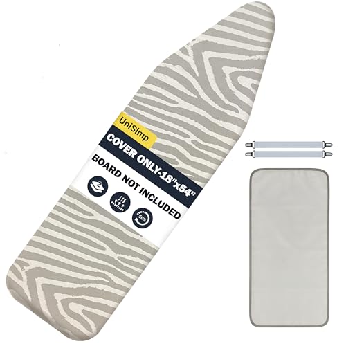 Image of Ironing Board Cover and Pad 18 inchx54 inch Extra Thick Natural Cotton, Scorch and Stain Resistant Iron Board Cover, Extra Large Iron Board Cover with Fasteners Heavy Duty Heatproof Elastic Edge Zebra