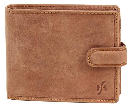 STARHIDE Mens RFID Blocking Disressed Hunter Leather Passcase Wallet 1213 (Brown)