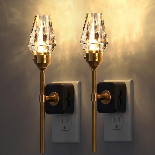 Image of DORESshop Plug in Night Light, Vintage Crystal Dimmable Nightlight,2 Pack