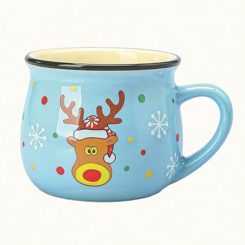 TPIONEER Taza navideña de cerámica 1 Unidad con diseño de Papá Noel. Ideal para café, postres, desayunos, Leche niños.