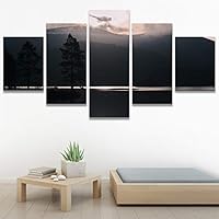SIGNWIN 5 Panel Canvas Wall Art Modern Art Expressive Farmhouse/Country Landscape Mountain Top Multicolor Photography for Home Decorations Ready to Hang - 60