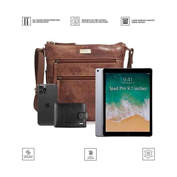 Crossbody Bag for Women – Real Leather Sling with Multiple Pockets and Adjustable Strap – Perfect for Daily Use and Gifting (Tan Distressed) - Image 5