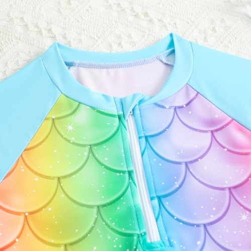 Image of HILEELANG Toddler & Little Girls' Long Sleeve Rash Guard Swimwear Set - UV Protection, 2-Piece Design, Fun Prints, 2-9 Years