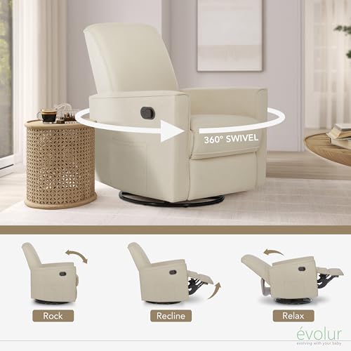 image for Evolur Raleigh Upholstered Plush Seating Nursery Glider 360-degree, Sw