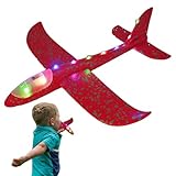 Schaumstoff-Flugzeug Segelflugzeug - 48 cm Wurfsegelflugzeug | Stuntflugzeug aus Schaumstoff mit LED-Blitz, 3-Gang-Flugzeug für Garten, , Spaßpark