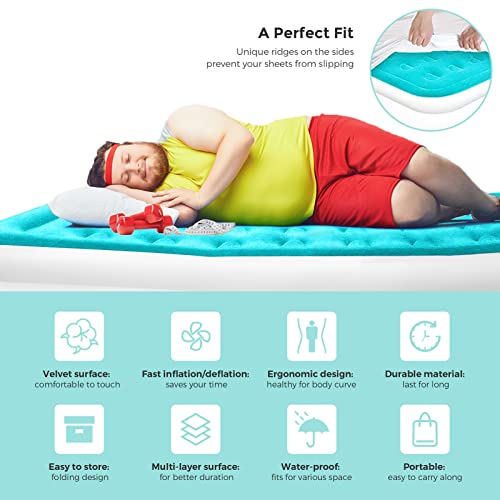 House Day Twin Air Mattress With Built- Raised Electric Airbed With Built In Pump Fast Inflation Carry Bag Highest End Blow Up Bed, Inflatable Air Mattresses For Home Travel Twin Matress 74"X39"X18" #TOP7