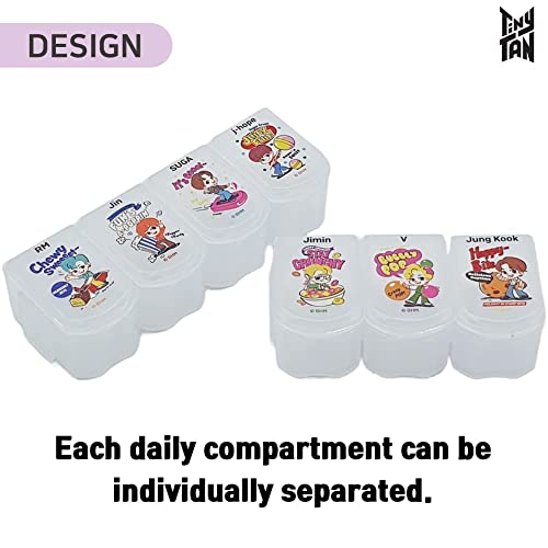 Kpop Merchandise Official Licensed K-Pop Merch - Tinytan Character Daily Portable Detachable Pill Organizer Dispenser Vitamin Case Medicine Box (Tinymart) #TOP2