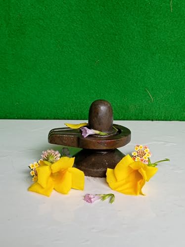 Image of Akhand Shivling Natural & Original Narmada Stone Shivling, Narmadeshwar 4 x 4 Inch for Worship at Home (Grey)