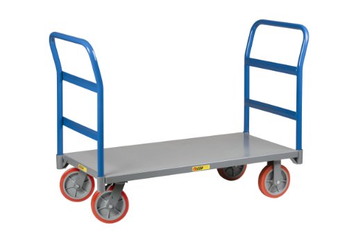 Little Giant NBB-3048-8PY-2H 12-Gauge Steel Double Handle Platform Truck with 8" Polyurethane Wheels, 3600 lbs Capacity, 48" Length x 30" Width #1