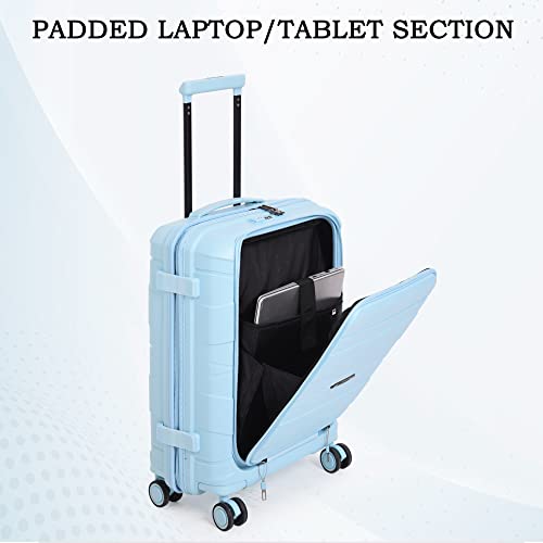 Image of it luggage Momentous Sky Blue Set of 3-Large, Medium & Cabin-20,24,28 inches Cabin with Padded Laptop Section and Large and Medium Expandable Polypropylene Hardsided with TSA Lock 8 Wheel Trolley Bag