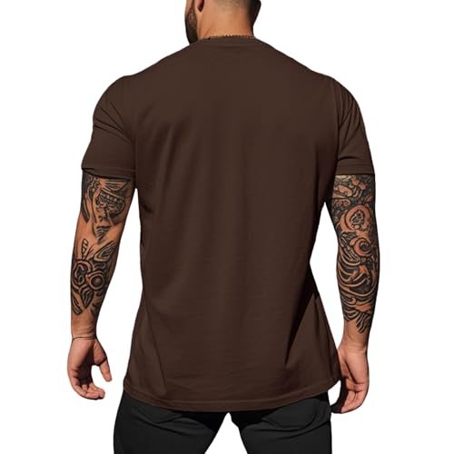Men’s Fashion Oversized T-Shirts Short Sleeve Basic Cotton Crew Neck Loose Fit Athletic Tees Tops