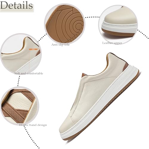 Men's Flat Oxford Sneakers Genuine Leather Low Top Business Dress Shoes with Non-Slip Design for Daily Commute, Hiking and Walking3