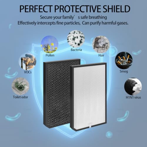 Image of AD 5500 /5000 Replacement Air Filters Compatible With AirDoctor 5500, 5000, 5500i, 5000H Air Puri-Fier, 2 Premium Air Filters + 2 Activated Carbon Filters, Compare to ADF5006, ADF5005, ADF5001