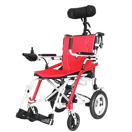 車椅子 折畳み 折りたたみ軽量電動軽量輸送移動式車椅子マグネシウム合金オープンフォールドパワーチェアレッド