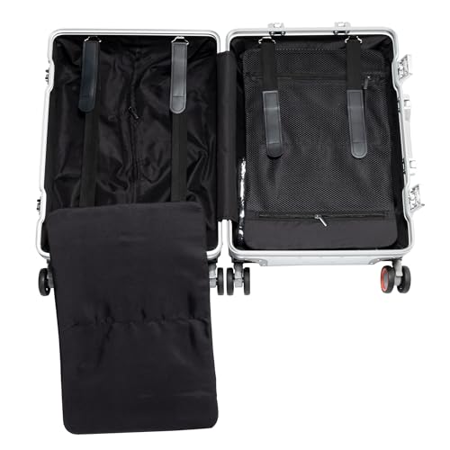 Simcat All Aluminum Carry On Suitcase, 100% Aluminium Metallkoffer, Aluminiumlegierung Koffer Trolleys Handgepäckkoffer mit Spinnerrädern, TSA-Schloss (Silber,55×35×23cm,37L)