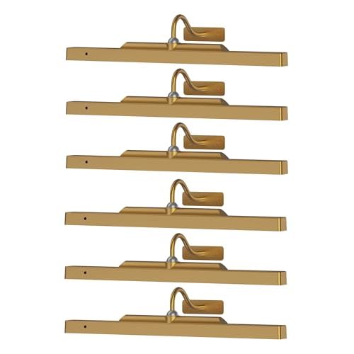 6Pack Brass Wireless Picture Light Battery Operated,Battery Wall Sconce for Wall Pictures, Gallery Artwork, Paintings, Portraits, Dartboards