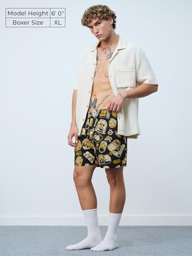 Image of The Souled Store Official Stranger Things: Hawkins Mens and Boys Regular fit Graphic Printed Cotton Green Color Men Boxer Shorts