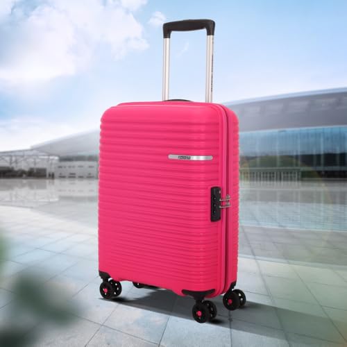 Image of American Tourister Liftoff+ | Small Size Cabin Trolley Bag (55 cm) for Travel | 360 8 Wheel Travel Luggage | Hard Case Polypropylene (PP) Suitcase | Mounted TSA Lock | Berry Blast