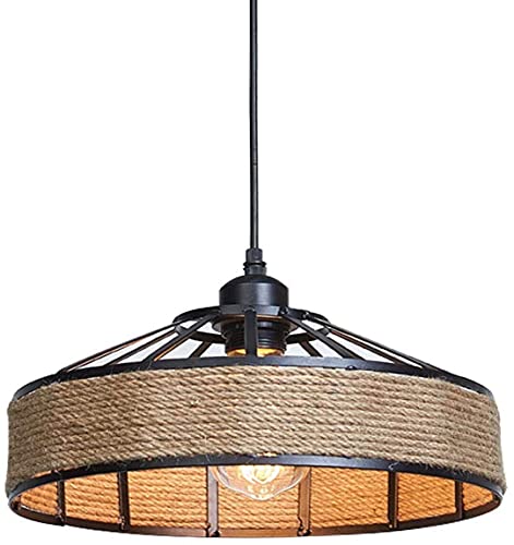 Luz industrial de ropa rústica para bar y salón con colgante de cáñamo elegante WQHPLMD