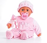 Aprox . 38 cm Bayer Design - 93824AA - First Words Baby - Muñeca bebé primeras Palabras (24 Sonidos, 38 cm) - muñeca con un biberón y un Chupete, Color Rosa