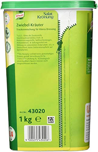 Knorr Salatkrönung Zwiebel Kräuter Dressing (Trockenmischung für klare Salatdressings mit ausgesuchten Kräutern, Gewürzen und Zwiebel) 1er Pack (1 x 1 kg)