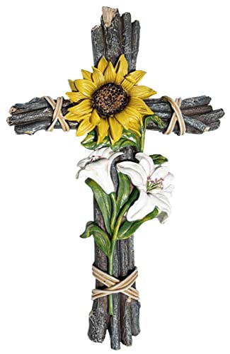 Cruz de pared de girasol para decorar patios interiores y salones rústicos