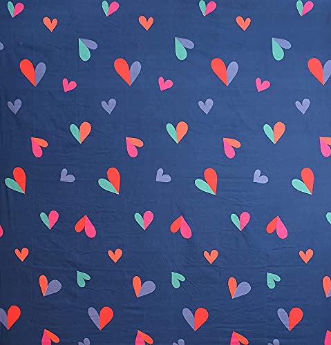 Image of Cotton 8 Piece Diwan Set 1 Bed Sheet 2 Bolster Cover 5 pcs Cushion Cover (Heart Print)