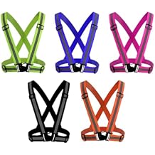 5 Pack Reflective Vest Running Gear,Reflective Running Vest Gear,Straps Night Walking Vest,Reflective Straps Safety Vest Adjustable for Night Cycling,Hiking,Jogging,Dog Walking5 Color