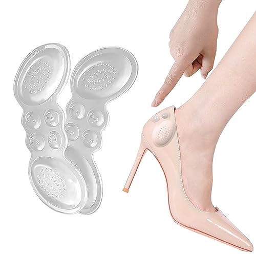 Fersenpolster Heel Pads Protector Fersenkissen Fersenschutz Fersensporn Einlagen Silikon für Zu Große Schuhe, 4 Paare Transparente Farbe