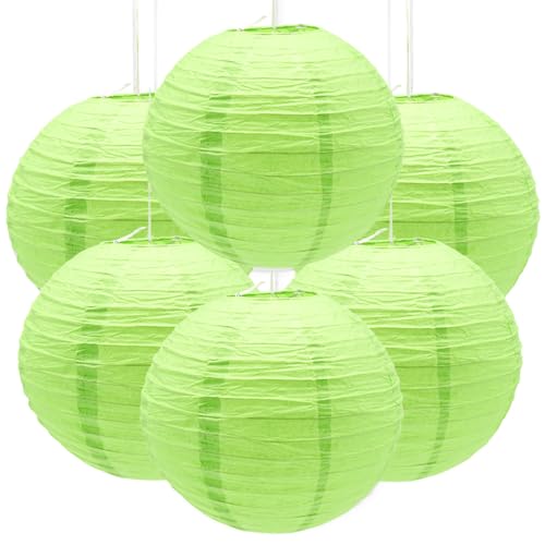 Ruidee 6 Pcs lanternes en papier vert rond lanterne en papier suspension lanterne en papier pour mariage anniversaire décoration festive fêtes et événements,...