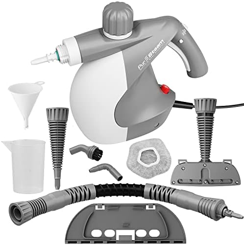 PurSteam Handheld Pressurized Steam Cleaner with 9 Multi-Surface Cleaning Attachment Tools