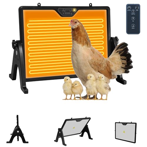 Chicken Coop Heater Winter - Safe Adjustable Temperature Heater with Remote Control, Timer-Ready for Indoor Outdoor Pets/Animals, Black