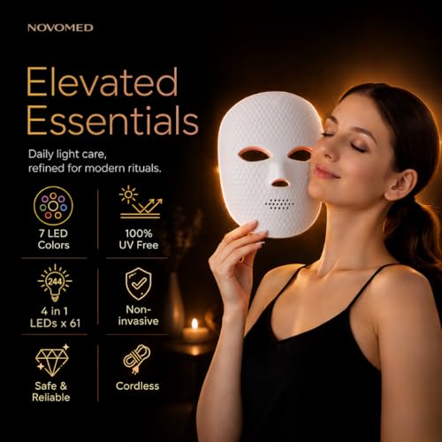 Image of Red Light Therapy for Face - Red Light Mask - 7 Color LED Face Mask Light Therapy - Wireless and Rechargeable Wellness Beauty Device - Lightweight Face Contoured Design