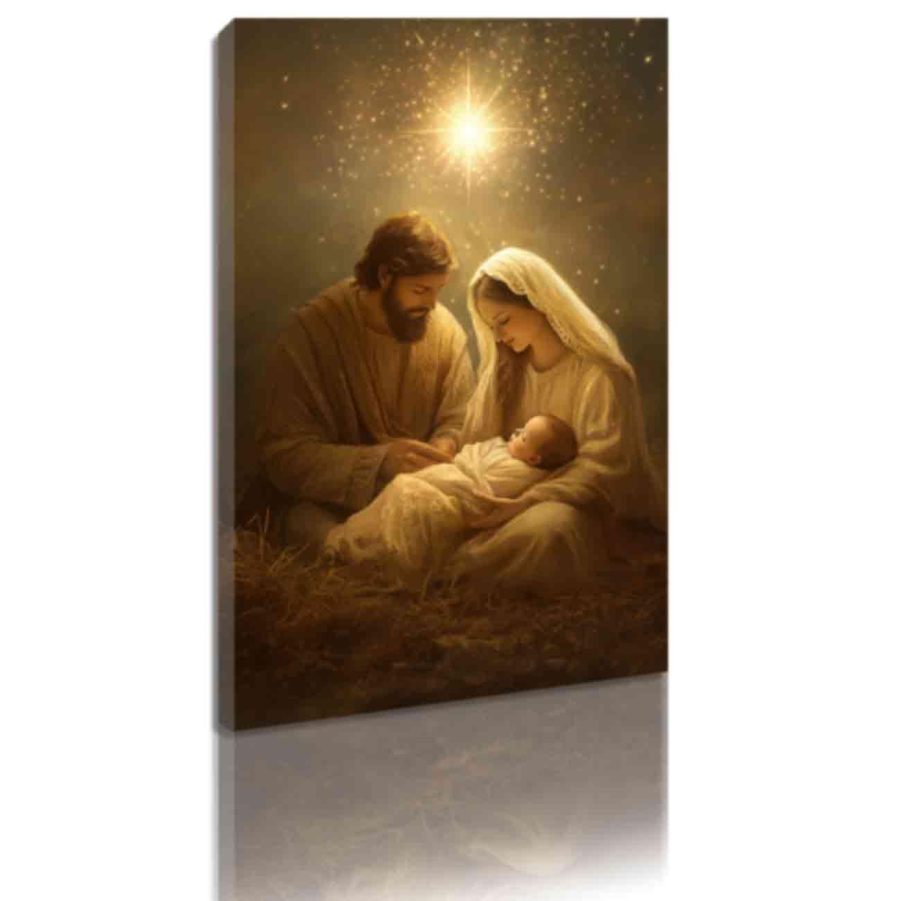 Tableau Sainte Famille sur toile blanche de 61x91 cm pour salon