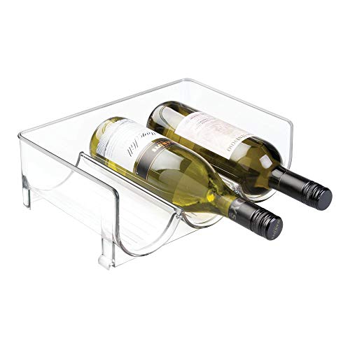 mDesign Modern Plastic Stackable Vertical Standing Wine Bottle Holder Stand - Storage Organizer