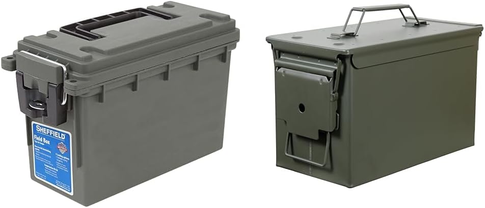 Sheffield 12626 Fortress Field Box - Metal & Plastic Ammo Can, Water Resistant Storage