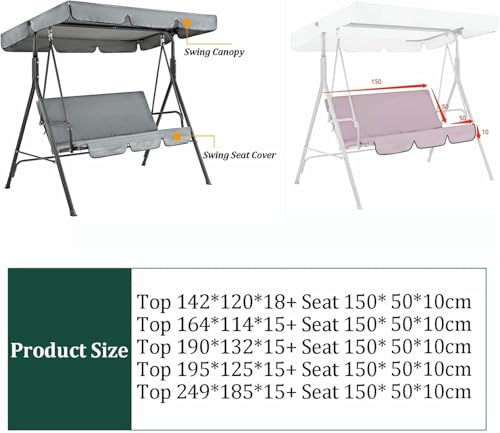 Reemplazo del dosel de asiento de swing de jardín con techo impermeable para hamaca 6