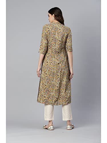 Image of Vbuyz Women's Floral Print A-Line Cotton Stitched Kurta