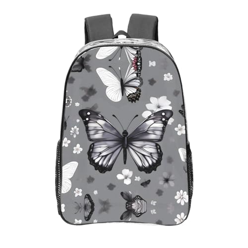 Sac à dos transparent imprimé papillon gris sarcelle élégant
