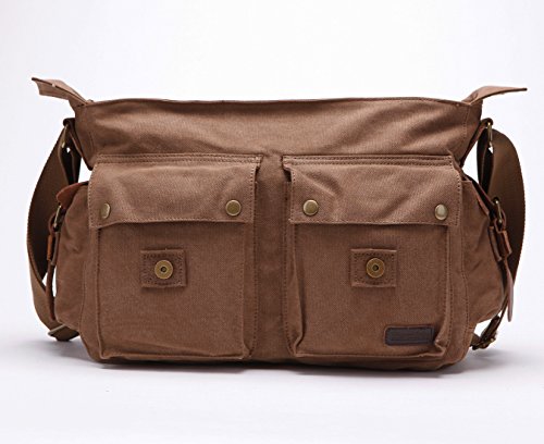 Berchirly Classic Laptop Messenger Shoulder Bag Satchel Men Women Canvas Leather Crossbody Bags #TOP7