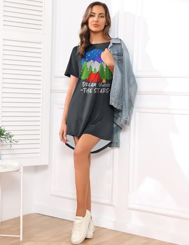 Image of Ekouaer Sleep Shirts for Women Short Sleeve Night Shirts for Sleeping Pullover Nightgown Soft Nightdress S-XXXL