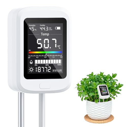 Kujizpu Testeur de pH du Sol 6 en 1, Rechargeable Détecteur de Test de Sol Acide-Base avec écran...