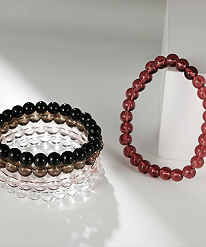 Bomail 5Pcs 8Mm Beaded Stretch Bracelet Handmade Round Glass Bracelet For Women Multicolor Matte Beads Elastic Bracelet Gifts #TOP6